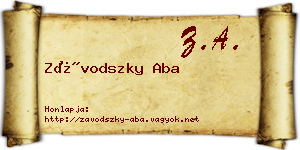 Závodszky Aba névjegykártya